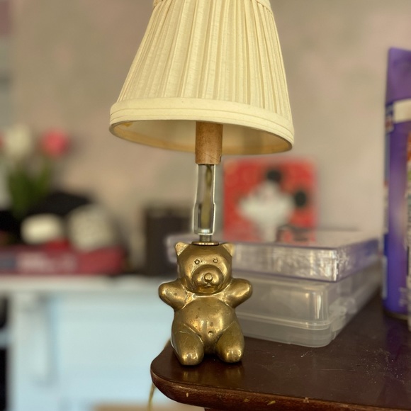 Accents Vintage Solid Brass Teddy Bear Lamp With Lamp Shade Poshmark